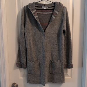 Gray Hooded Women's Cardigan